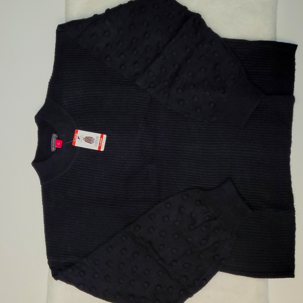 NWT Vince Camuto Clip Dots Long Sleeve Pullover Mock Neck Sweater Wm's Black XL - Picture 11 of 15
